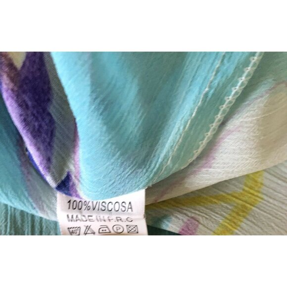 Miss Gra Womens Size Large Abstract Pattern Viscose Blouse With Tie Sleeves - Picture 4 of 4